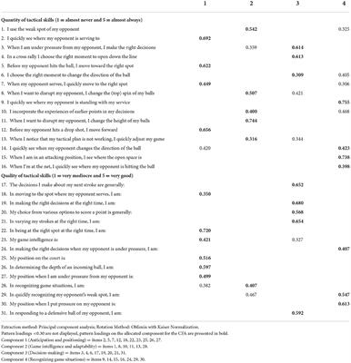 Self-assessed tactical skills in tennis players: Psychometric evaluation of the Tactical Skills Questionnaire in Tennis